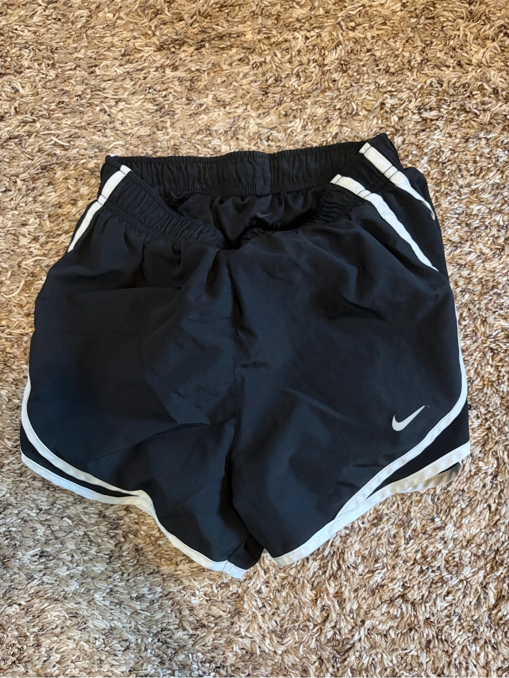 Nike Women's Dri-Fit Black Athletic Running/Swimming Shorts with White Trim